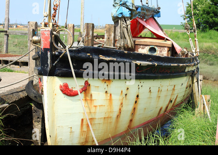 Old wooden boat at historic Skippool Creek on the river Wyre at Thornton Lancashire UK Stock Photo