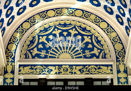 London, England, UK. Empire Theatre / Cinema, Leicester Square. Decorative detail on facade
