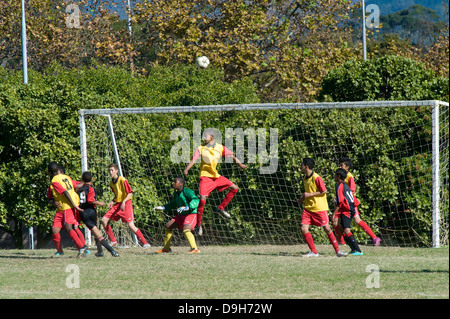 U15 Junior football teams playing a league match, Cape Town, South ...