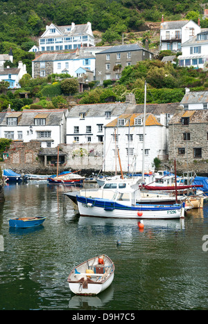 fishing boats in the harbour at polperro, cornwall, uk Stock Photo