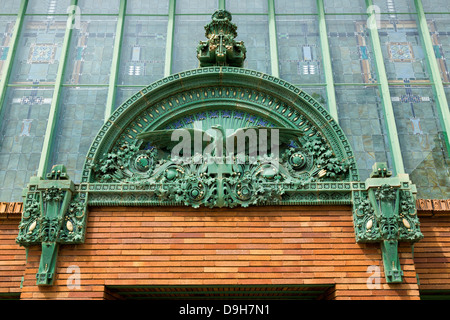 Merchants National Bank in Winona, MN with renowned architecture and stained glass windows. Stock Photo