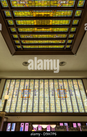 Merchants National Bank in Winona, MN with renowned architecture and stained glass windows. Stock Photo