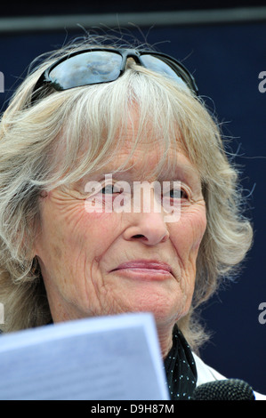 Virginia McKenna (actress and founder of the Born Free foundation) speaking at the National March Against the Badger Cull Stock Photo