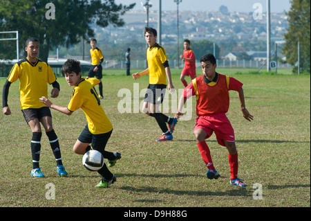 U15 Junior football teams playing a league match, Cape Town, South ...