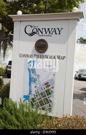 Conway River Walk Map, South Carolina, USA Stock Photo