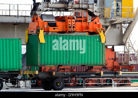 Freight port sea terminal, Lifting port cranes and sea containers in ...
