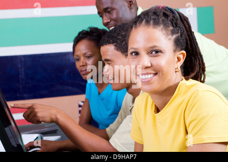 group of adult African students in classroom Stock Photo