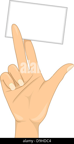 Illustration of a Girl's Hand holding a Blank Business Card Stock Photo