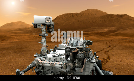 Artist concept of NASA's Mars Science Laboratory Curiosity rover. Stock Photo