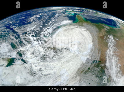 Satellite view of Hurricane Sandy along the East Coast of the United States. Stock Photo