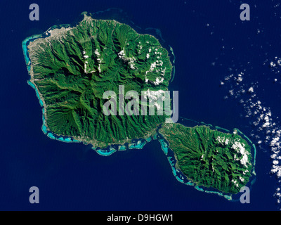 Satellite view of Tahiti. Stock Photo