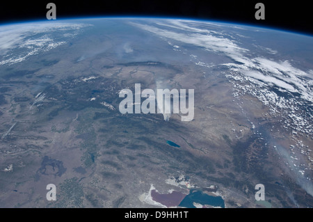 View from space of the wild fires in the western and southwestern United States Stock Photo