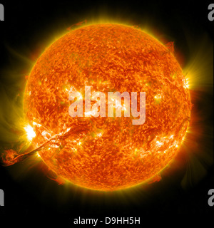 Magnificent Coronal Mass Ejection erupts on the Sun. Stock Photo