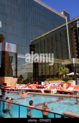 Las Vegas Nevada,Downtown,Golden Nugget Hotel & Casino,hotel,swimming pool,lounge chairs,guests,sunbathing,NV130329070 Stock Photo