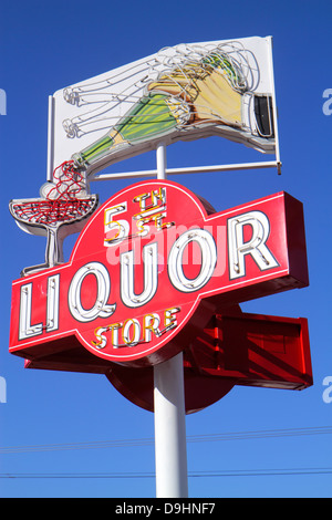 Las Vegas Nevada,Downtown,neon sign,5th Street Liquor Store,Americana business Stock Photo