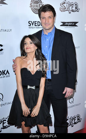 Mikaela Hoover and Nathan Fillion Los Angeles premiere of 'Super' held at The Egyptian Theatre - Arrivals Los Angeles, California - 21.03.11 Stock Photo