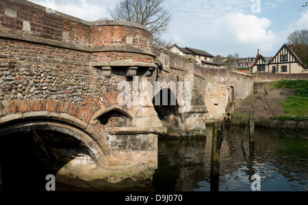 Bishops Bridge over The River Wensum, Norwich, UK Stock Photo