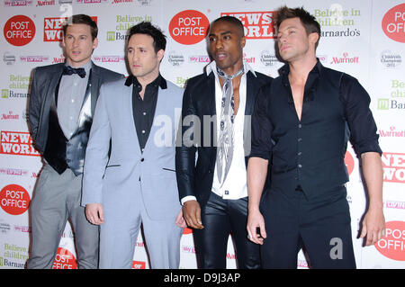 Simon Webbe, Lee Ryan, Duncan James and Antony Costa from Blue  News Of The World, Childrens Champions held at the Grosvenor Hotel London, England - 30.03.11 Stock Photo