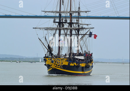 Etoile du Roy (Initial name : The Grand Turk) three-masted frigate (St Malo harbor). During 'Armada Rouen 2013'. Stock Photo