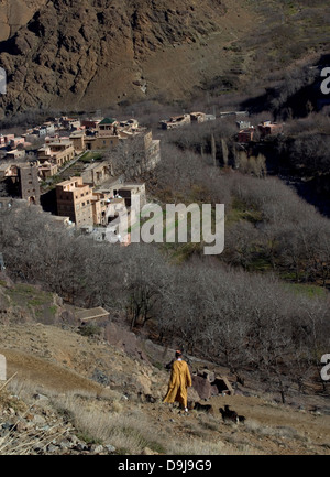 Trekking in Morocco near Imlil Stock Photo