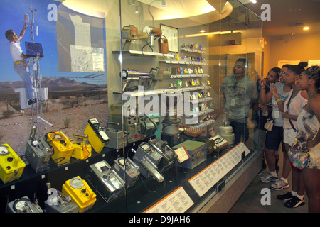 Las Vegas Nevada,Flamingo Road,National Atomic Testing Museum,nuclear weapons development,Area 51,aliens,Geiger counters,radiation,radio activity,Blac Stock Photo