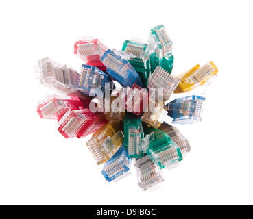 Multi colored computer network cables with clipping path Stock Photo