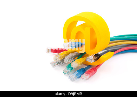 Computer network cables and email symbol with clipping path Stock Photo