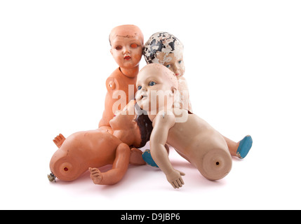 Creepy dolls isolated on white with clipping path Stock Photo