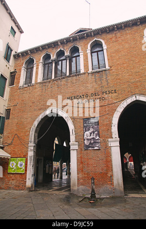 The Mercato del Pesce, Pescheria or fish market Rialto Venice Italy Stock Photo