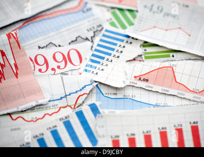 Financial charts from newspapers Stock Photo