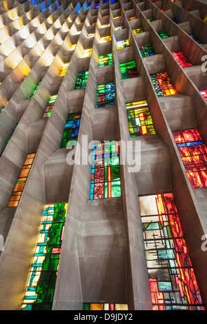 Warwickshire, Coventry, New Coventry Cathedral, The Baptistery Window Designed by John Piper and Painted by Patrick Reyntiens Stock Photo