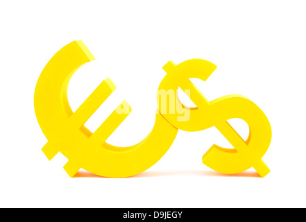 Euro with dollar currency symbols Stock Photo