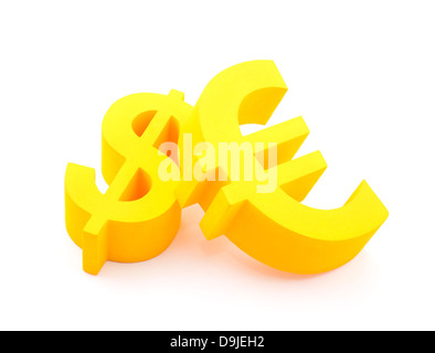 Euro with dollar currency symbols Stock Photo