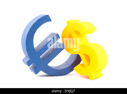 Euro with dollar currency symbols Stock Photo