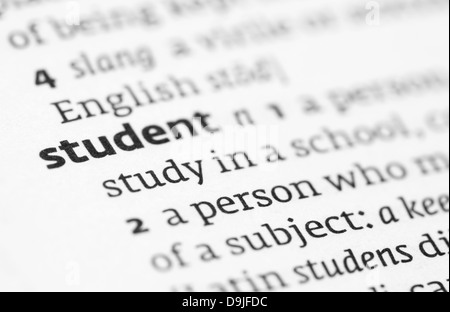 dictionary definition student word education focus soft single alamy