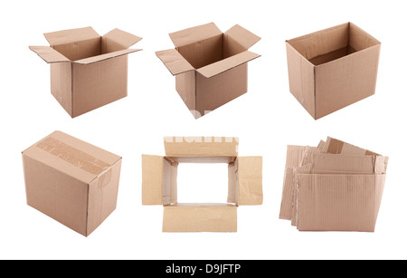 Set of cardboard boxes with clipping path Stock Photo