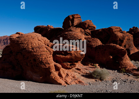 The Beehives, red sandstone rock formations, Valley of Fire State Park, Nevada, United States of America Stock Photo