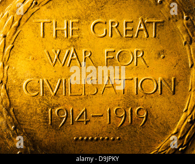 The Great War For Civilisation - Detail from the Victory Medal awarded to British soldiers at the end of the First World War Stock Photo