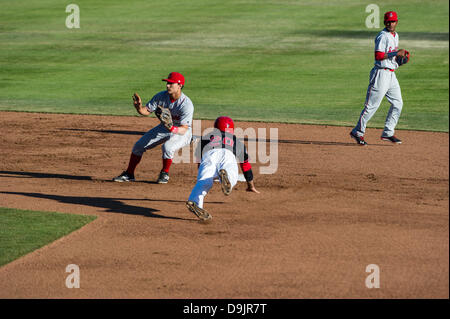 Season first home game between Vancouver Canadians and Spokane Indians at  Scotiabank Field at Nat Bailey Stadium Vancouver , British Columbia Canada  on June 17 2013 . Photographer Frank Pali Stock Photo - Alamy