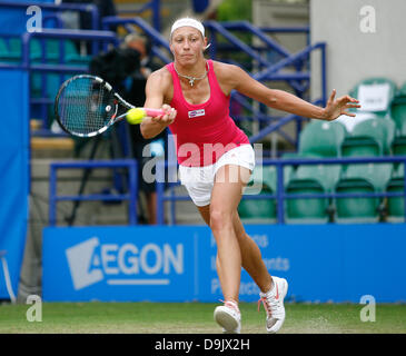 Eastbourne, UK. 20th June, 2013. Yanina Wickmayer(BEL) defeats Maria Kirilenko(RUS) by a score 6-2, 1-6, 7-5 at Devonshire Park Credit: Action Plus Sports/Alamy Live News Stock Photo