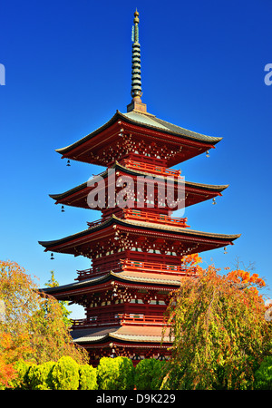 The five-story pagoda of Saishoin Temple in Hirosaki, Japan was built in 1667. Stock Photo