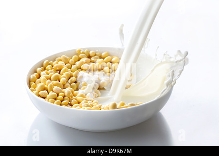 Milk and soya beans Stock Photo