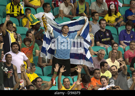 Salvator, Brazil. 20th June, 2013. Uruguay fans (URU), JUNE 20, 2013 - Football / Soccer : FIFA Confederations Cup Brazil 2013 Group B match between Nigeria 1-2 Uruguay at Arena Fonte Nova in Salvador, Brazil. (Photo by Maurizio Borsari/AFLO/Alamy Live News) Stock Photo