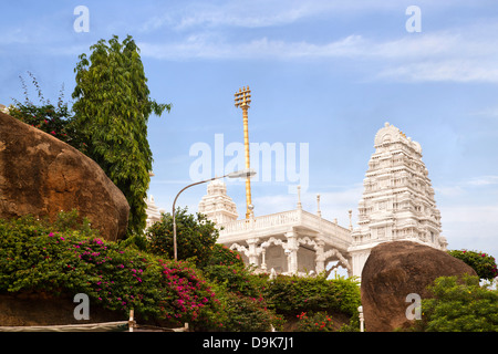 Low angle view of Birla Temple (Birla Mandir), Hyderabad, Andhra Pradesh, India Stock Photo