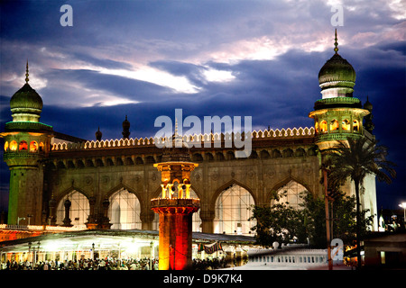 Facade of a Mosque, Mecca Masjid, Charminar, Hyderabad, Andhra Pradesh, India Stock Photo