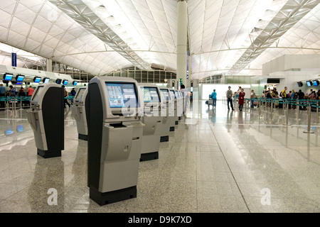 Self Check-in area at the Hong Kong airport Stock Photo