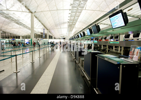 Check-in area at the Hong Kong airport Stock Photo