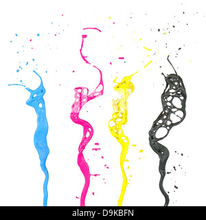 cmyk paint splashes Stock Photo