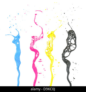 cmyk color splashes isolated on white background Stock Photo