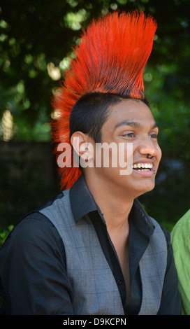 Young man with a colorful Mohawk haircut at Union Square ...